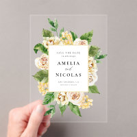 Aquarell - Englisch Rose Blumenrahmen Save the Dat