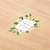 Aquarell - Englisch Rose Blumenrahmen Save the Dat Acryleinladungen (Ablage )