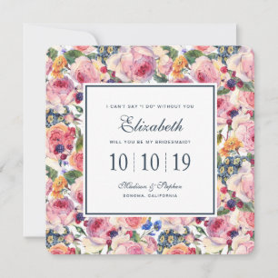 Aquarell   Englisch Rose - Bridesmaid Einladung
