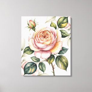 Aquarell-Englische Rose Leinwanddruck