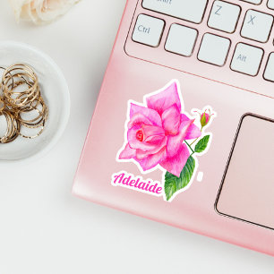 Aquarell Englische Rose Personalisierter Name Aufkleber