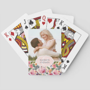 Aquarell Englische Rosen - Hochzeitsfoto Spielkarten