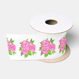 Aquarell-Englische Rosen Satinband
