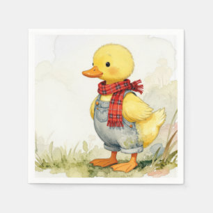 Aquarell-Ente in Overall Serviette