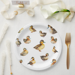 Aquarell-Enten-Muster-Papierteller Pappteller
