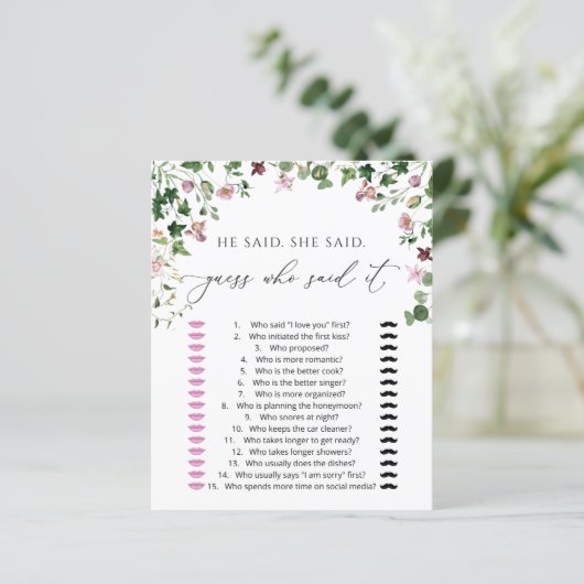 Aquarell Er sagte: "Sie sagte Dusche Game (Stehend Vorderseite)