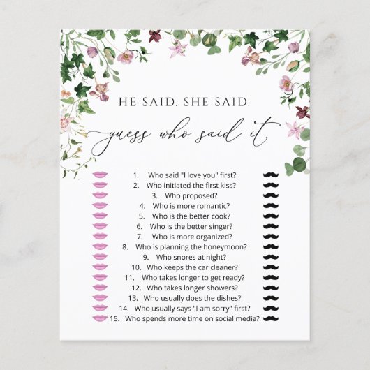 Aquarell Er sagte: "Sie sagte Dusche Game (Vorderseite)