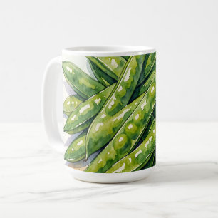 Aquarell Erbsenschoten Kaffeetasse