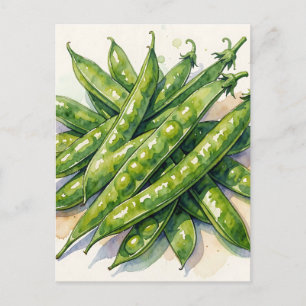 Aquarell Erbsenschoten Postkarte