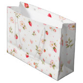 Aquarell-Erdbeer-Geschenktasche Große Geschenktüte (Vorderseite Schrägansicht)
