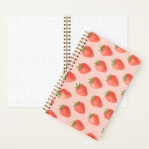 Aquarell-Erdbeer-Muster Rosafarben Whimsical Notizblock