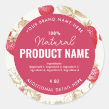 Aquarell-Erdbeer-Produkt-Rundlabel