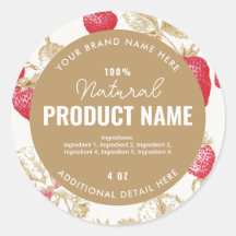 Aquarell-Erdbeer-Produkt-Rundlabel