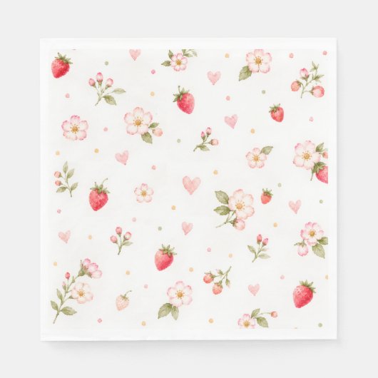 Aquarell-Erdbeer-Servietten Serviette (Vorderseite)