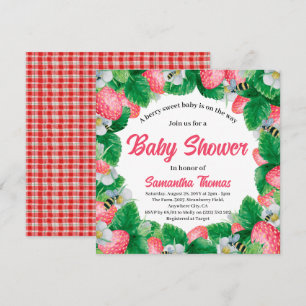 Aquarell-Erdbeere-Beere-Süße-Baby-Party Einladung