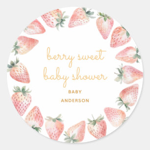 Aquarell-Erdbeere-Beere-Süße-Baby-Party Runder Aufkleber