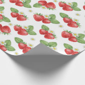 Aquarell-Erdbeere Frucht und Blumen Geschenkpapier (Ecke)