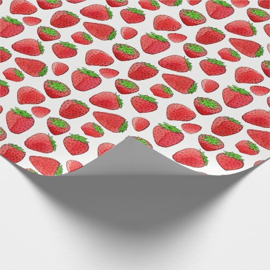 Aquarell-Erdbeere Geschenkpapier (Ecke)