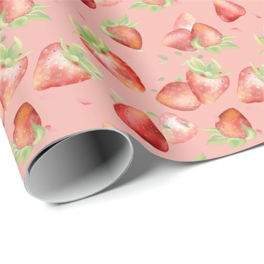 Aquarell-Erdbeere Geschenkpapier (Rolleneckpunkt)