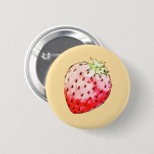 Aquarell-Erdbeere in Gelb Button