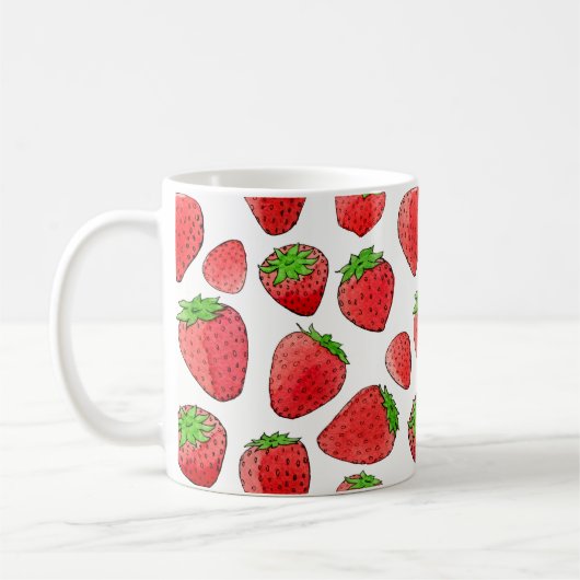 Aquarell-Erdbeere Kaffeetasse (Links)