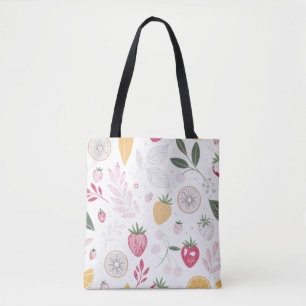 Aquarell-Erdbeere & Zitrone Botanik-Tasche Tasche