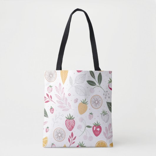 Aquarell-Erdbeere & Zitrone Botanik-Tasche Tasche (Vorderseite)