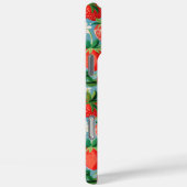 Aquarell-Erdbeeren auf blauem Monogramm Case-Mate iPhone Hülle (Rückseite / Rechts)