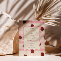 Aquarell-Erdbeeren auf rosa Raster - Valentinstag