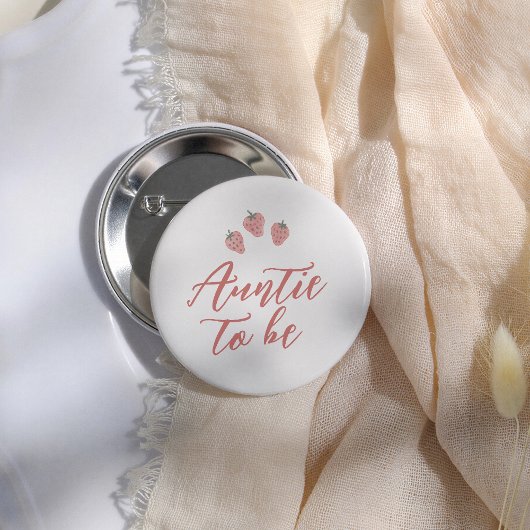 Aquarell Erdbeeren Baby Shower Tante wird Mutter Button