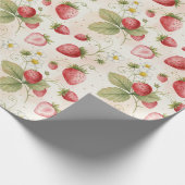 Aquarell-Erdbeeren, Blätter und Blumen Geschenkpapier (Ecke)