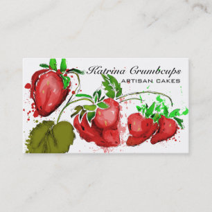 Aquarell-Erdbeeren Fruchtmarmelade Kuchen Torte Bä Visitenkarte