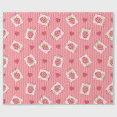 Aquarell-Erdbeeren gerahmtes Geschenkpapier (Flach)