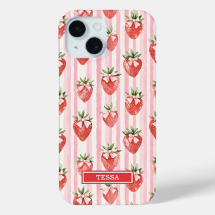 Aquarell-Erdbeeren mit koketten Schleifen Case-Mate iPhone Hülle