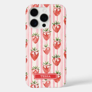 Aquarell-Erdbeeren mit koketten Schleifen iPhone 16 Pro Hülle