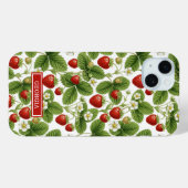 Aquarell-Erdbeeren monogrammiert Case-Mate iPhone Hülle (Rückseite (Horizontal))