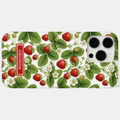 Aquarell-Erdbeeren monogrammiert Case-Mate iPhone Hülle (Rückseite (Horizontal))