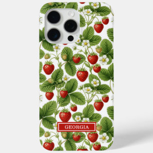 Aquarell-Erdbeeren monogrammiert Case-Mate iPhone Hülle