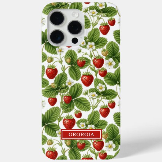Aquarell-Erdbeeren monogrammiert Case-Mate iPhone Hülle (Rückseite)