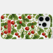 Aquarell-Erdbeeren monogrammiert Case-Mate iPhone Hülle (Rückseite (Horizontal))