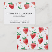 Aquarell-Erdbeeren Rosa u. Rot gemalte Beeren Visitenkarte (Vorne/Hinten)