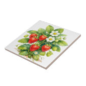 Aquarell Erdbeeren und Blüten Fliese (Seite)
