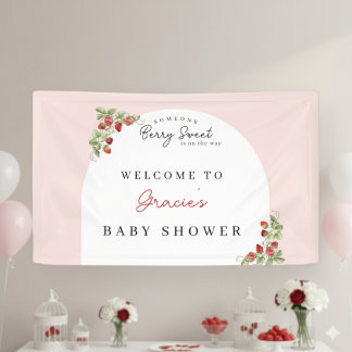 Aquarell-Erdbeeren Whimsical-Baby-Einladung Banner