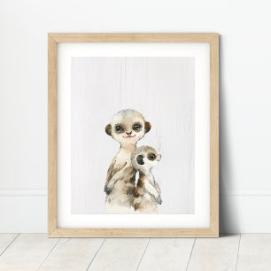 Aquarell-Erdmännchen-Kinderzimmer-Kunst druck Poster