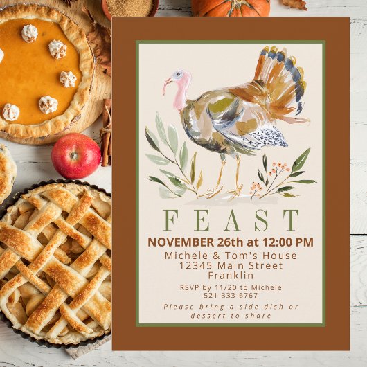 Aquarell Erntedank Fest Türkei Foliage Einladung