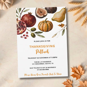 Aquarell-Erntedank-Früchte-Thanksgiving-Potluck-Ei Einladung