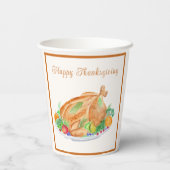 Aquarell Erntedank Türkei Paper Napkin Pappbecher (Rückseite)