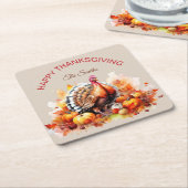 Aquarell Erntedank Türkei und Pumpkins Rechteckiger Pappuntersetzer (angewinkelt)