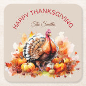 Aquarell Erntedank Türkei und Pumpkins Rechteckiger Pappuntersetzer (Vorderseite)