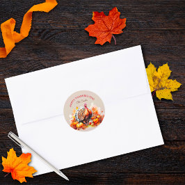 Aquarell Erntedank Türkei und Pumpkins Runder Aufkleber